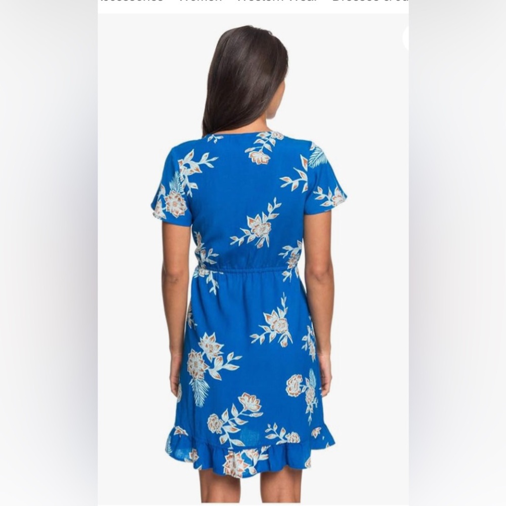 Roxy Flower Hawaiian Print in blue Wrap dress NWOT small - Picture 5 of 12